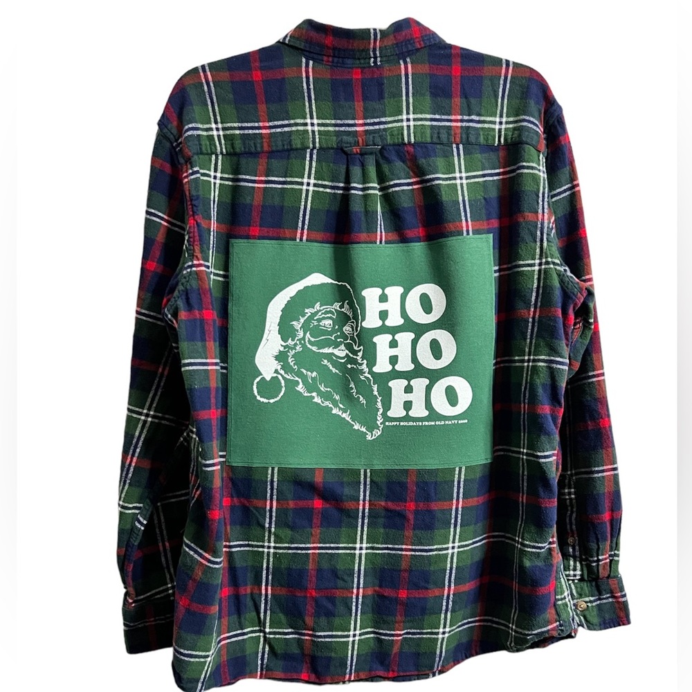 Santa Claus ‘Ho Ho Ho’ Upcycled Graphic Flannel